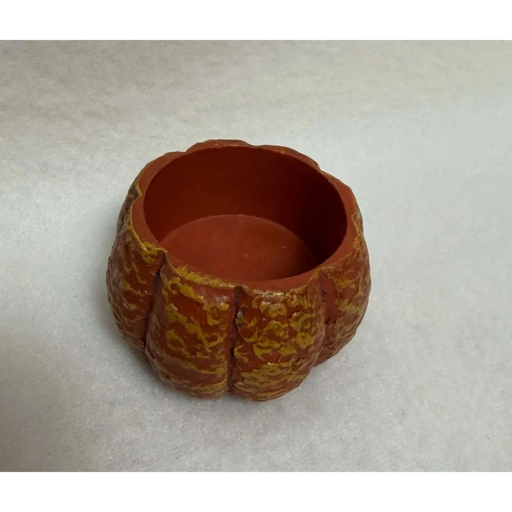 Vintage Crazy Mountain Pumpkin Tealight Holder Halloween Rustic Jack-O-Lantern